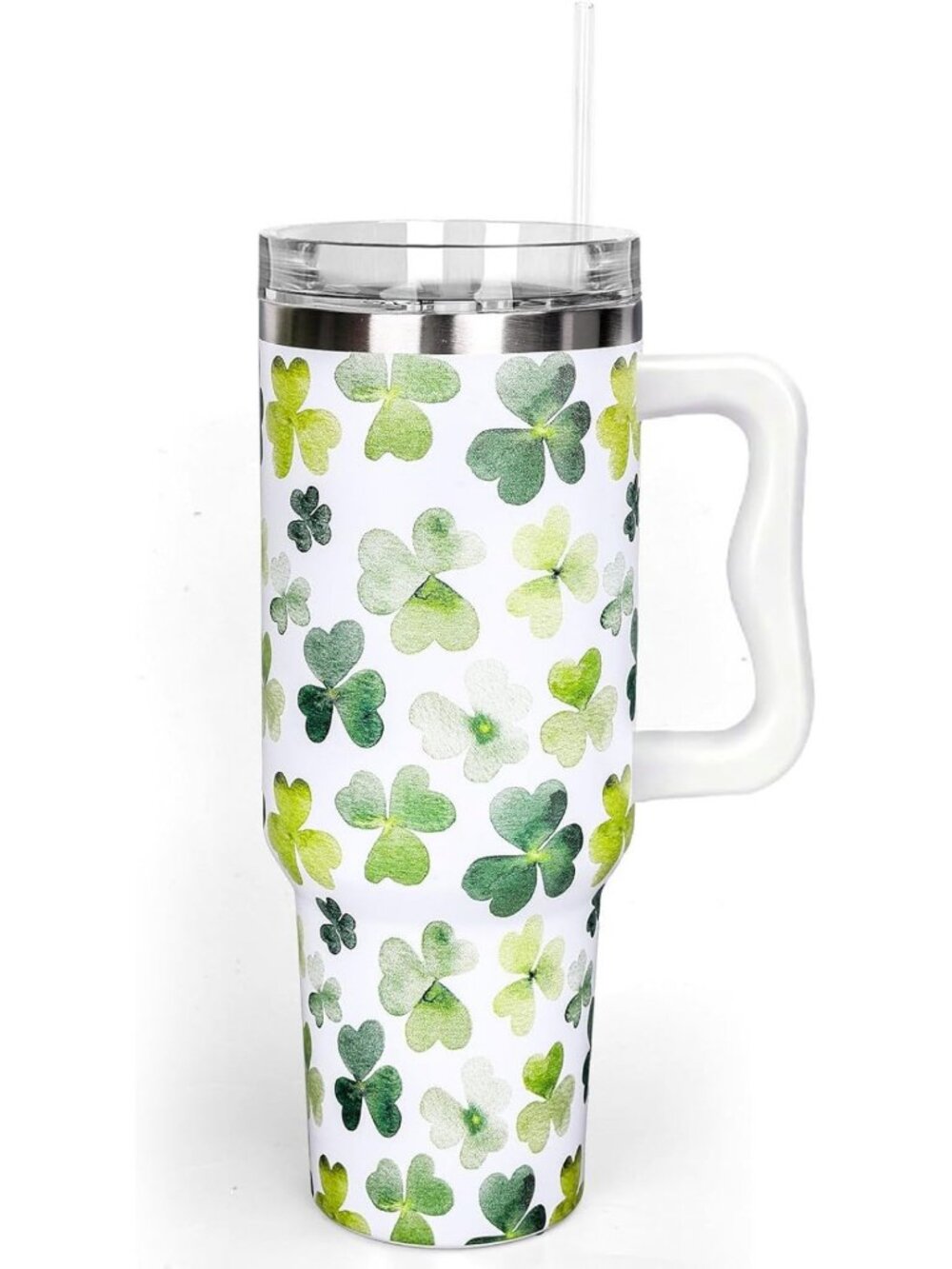 St. Patrick's Day 40oz Tumbler with Handle, Straw & Lid - Shamrock Travel Cup